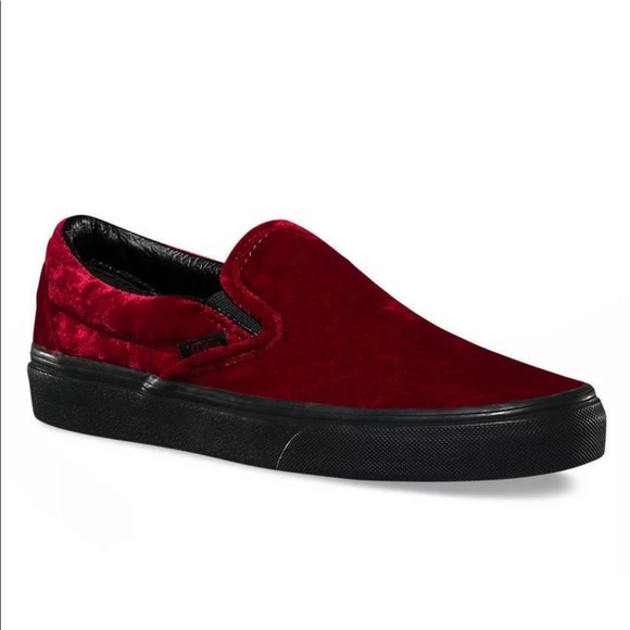 Just In NWT Vans Red Oxblood Crush Velvet Slip on - Picture 5 of 8